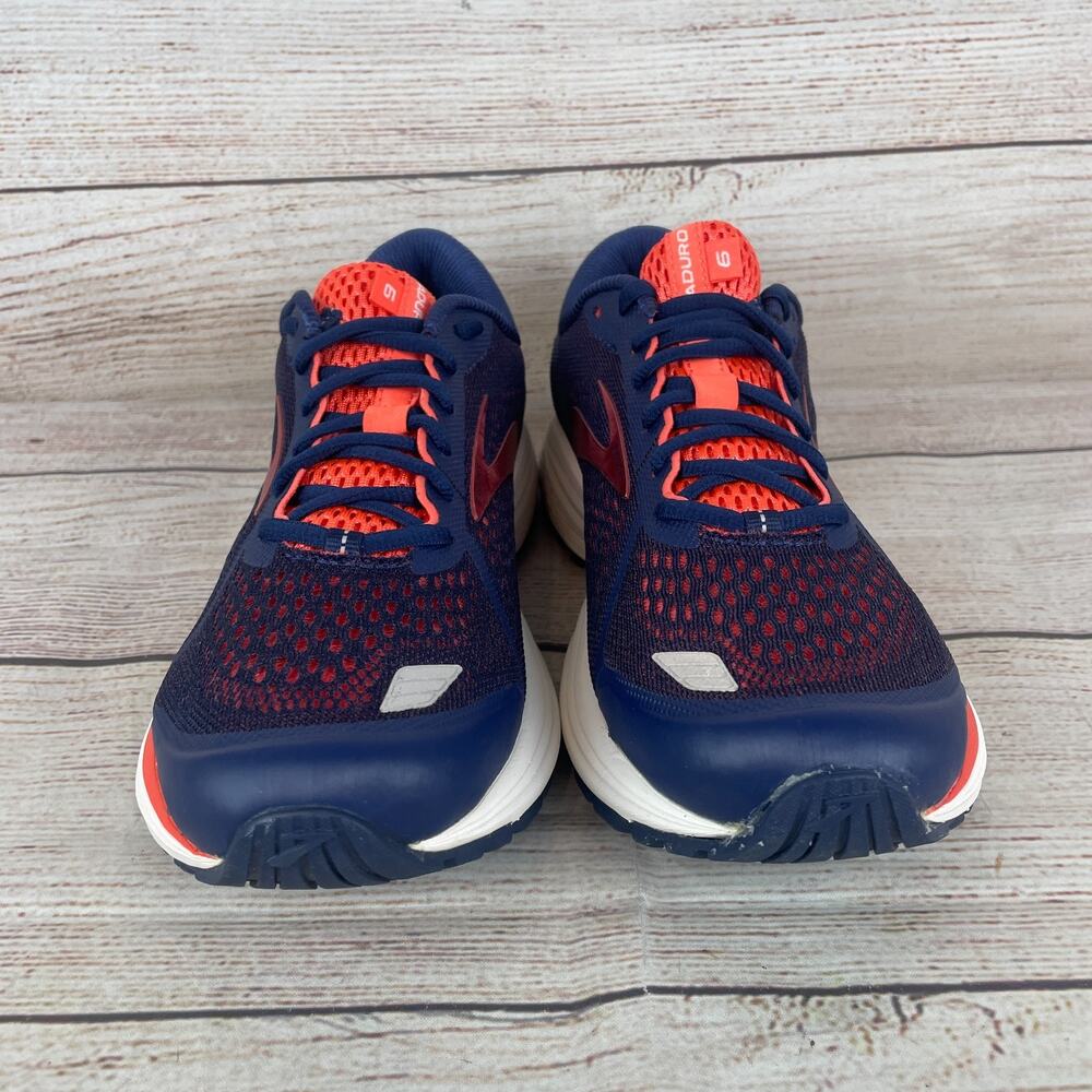 Brooks Aduro 6 Womens Sz 9 Road Running Shoes Blue Coral Orange - Picture 3 of 9